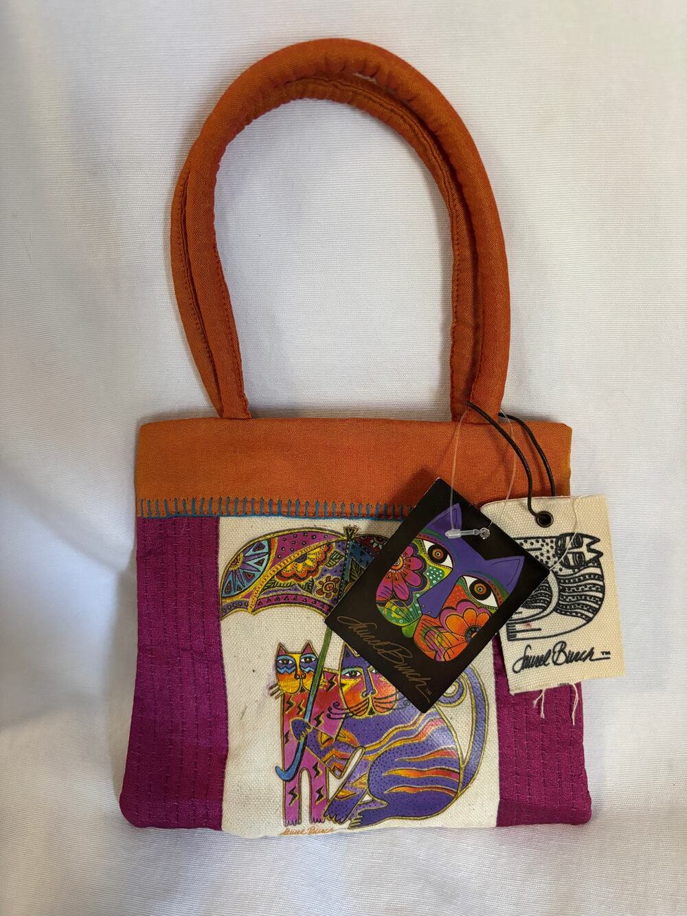 Laurel Burch Small Silk Tote Bag Cats New